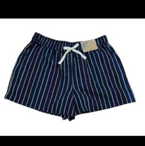 NWT Girl's Thereabouts navy stripe Linen Blend pull on short